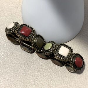 Antique Looking Brass Bracelet With Enamel Middle